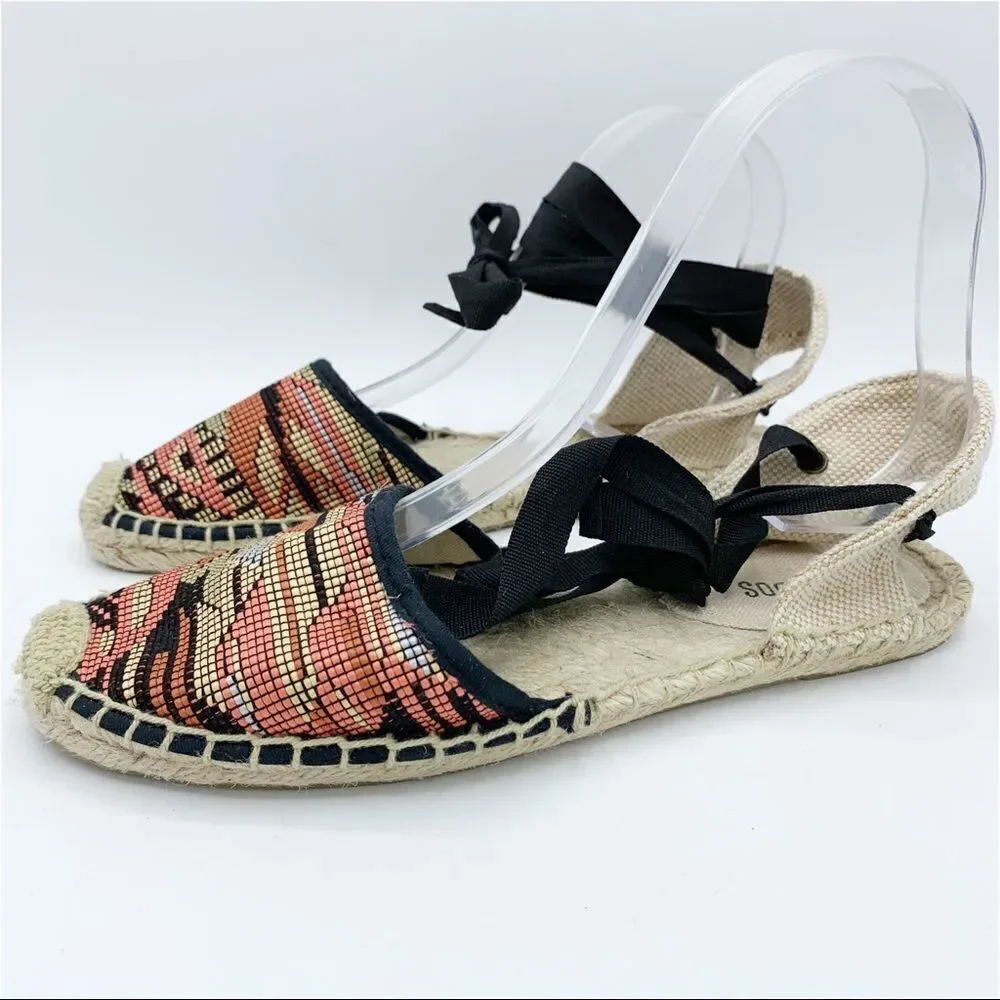 Soludos Colorful Low Heel Lace Up Espadrilles Sz 7I‎